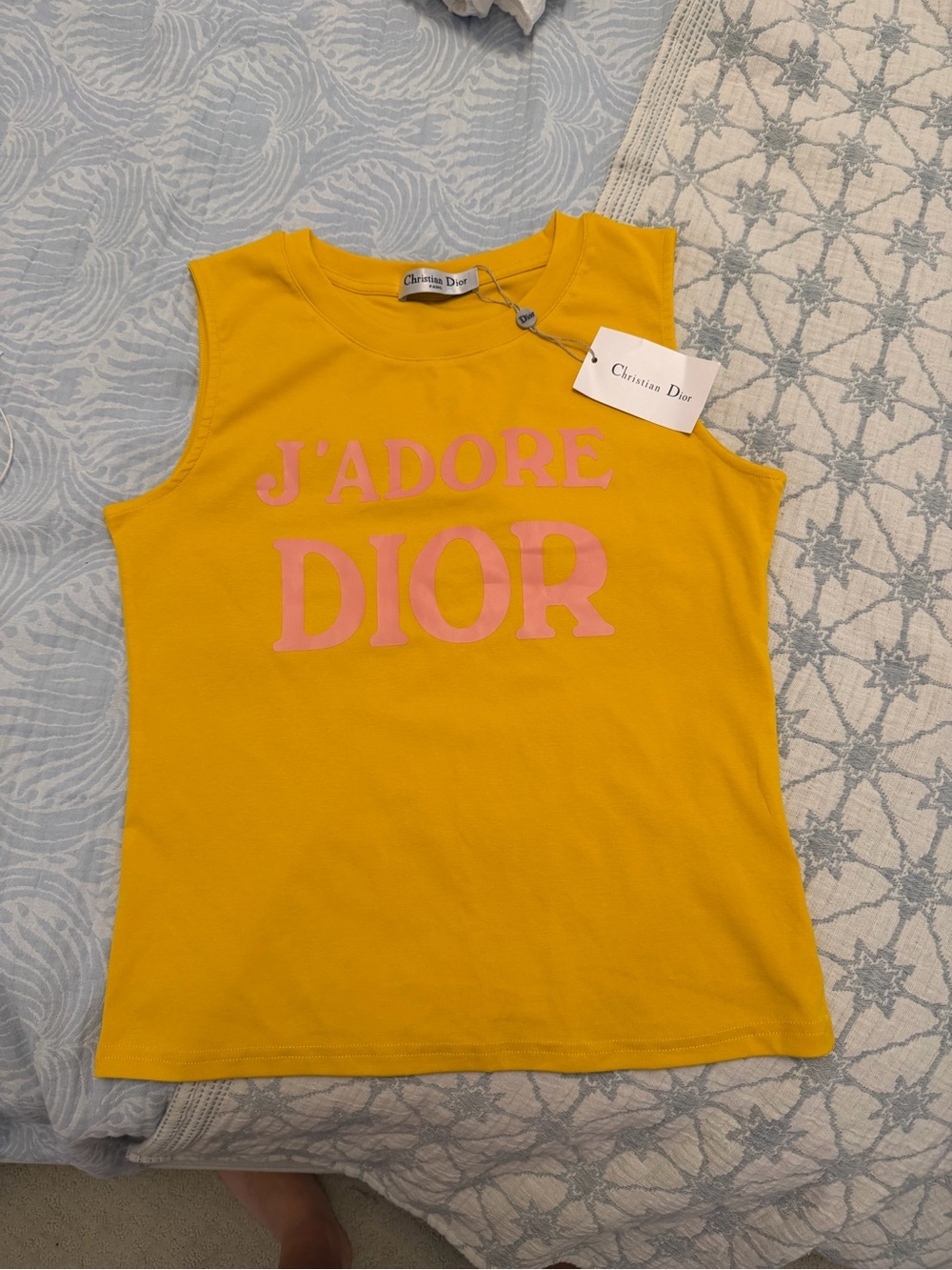 Dior J'Adore Logo Tank Top - Yellow/Pink